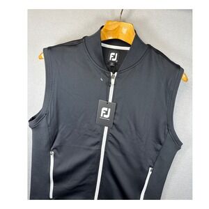 NWT FJ Footjoy Golf Vest Men Size S Full Zip Double Jersey Knit Rib Accent 29213